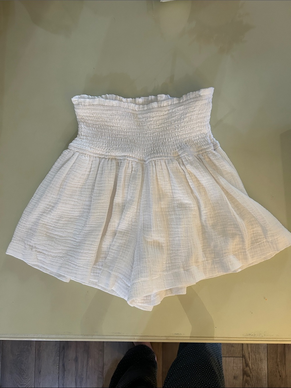 Smocked High-Waist White Women’s Shorts
